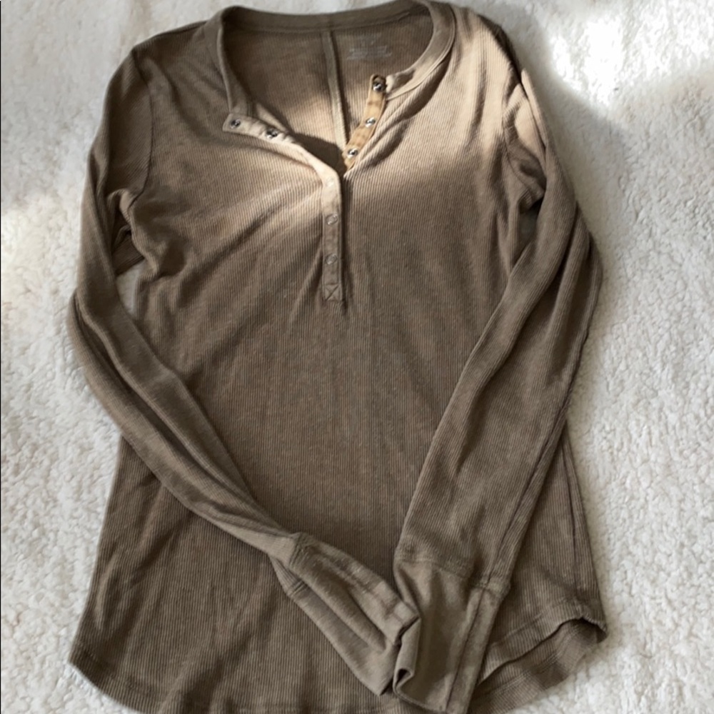 Aerie Ribbed Henley Long Sleeve